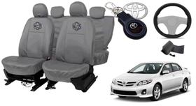 Kit capa couro Corolla 08-13 cinza + volante esportivo