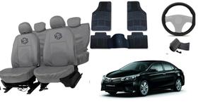 Kit capa couro Corolla 13-21 + volante cinza premium