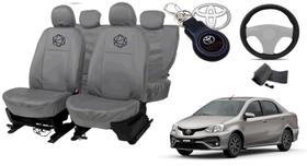 Kit capa couro Etios 16-22 + volante + chaveiro de brinde