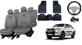 Kit capa couro Hilux + tapete + volante encaixe perfeito