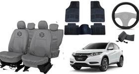 Kit capa couro HR-V 15-24 cinza +volante +tapete macio