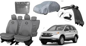 Kit capa couro luxo cinza CRV 95 + limpador brinde
