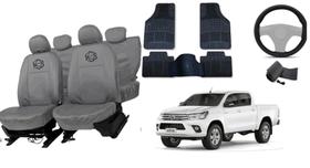 Kit capa couro luxo Hilux 13-16 +tapete +volante cinza Kit capa couro luxo Hilux 13-16 +tapete +volante cinza