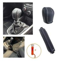 Kit Capa Couro Manopla Câmbio Manual e Alavanca Freio de Mão Renault Clio 2002 à 2007 e 2014 à 2016 Kit Capa Couro Manopla Câmbio Manual e Alavanca Freio de Mão Renault Clio 2002 à 2007 e 2014 à 2016