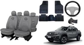Kit capa couro p/ Oroch + tapete e volante completo