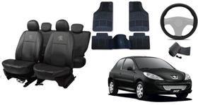 Kit capa couro Peugeot 207 08-14 + tapete e volante