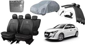 Kit capa couro Peugeot 208 21-24 + cobrir + limpador de vidro premium