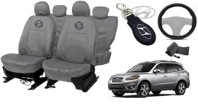 Kit capa couro Sanata Fe cinza +volante antiderrapante