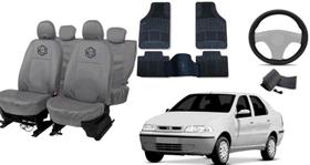 Kit capa couro Siena + volante esportivo e tapete reforçado