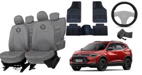 Kit capa couro Tracker cinza + conforto e proteção