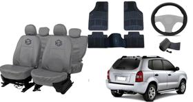 Kit capa couro Tucson 04-13 cinza + volante texturizado Kit capa couro Tucson 04-13 cinza + volante texturizado