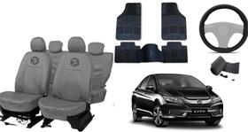 Kit capa couro + volante e tapete para City 16 a 19 Kit capa couro + volante e tapete para City 16 a 19