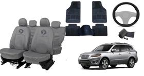 Kit capa couro + volante + tapete p/ Santa Fé cinza Kit capa couro + volante + tapete p/ Santa Fé cinza