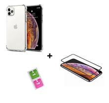 Kit capa cristal premium + película 3D vidro rígido temperado para iPhone 11 pro max - Infinitteus