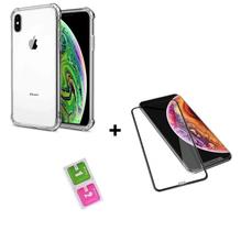 Kit capa cristal premium + película 3D vidro rígido temperado para iPhone XS Max