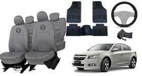 Kit capa Cruze 13-20 couro cinza + tapete grátis