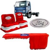 Kit Capa De Banco Painel Chinil Vermelho Ford Cargo 02 08