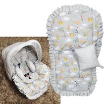 Kit Capa de Bebê Conforto + Capa de Carrinho + Apoio Anatômico + Jogo Protetor de Cinto + Capota Solar - Mãe e Filho Enxovais