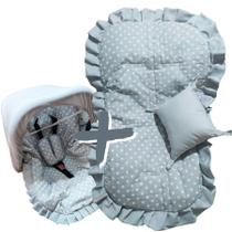 Kit Capa de Bebê Conforto + Capa de Carrinho + Jogo Protetor de Cinto + Capota Solar - Mãe e Filho Enxovais