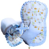 Kit Capa de Bebê Conforto + Capa de Carrinho + Jogo Protetor de Cinto + Capota Solar - Mãe e Filho Enxovais