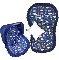 Kit Capa de Bebê Conforto + Capa de Carrinho + Jogo Protetor de Cinto + Capota Solar - Mãe e Filho Enxovais