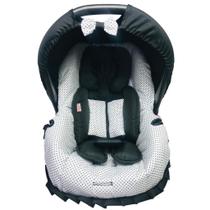 Kit capa de bebê conforto e redutor - branco com poá preto - ALAN PIERRE BABY