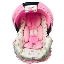 Kit capa de bebê conforto e redutor - urso rosa