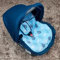 Kit Capa de Bebê Conforto + Protetor de Cinto + Capota Solar Balão Azul