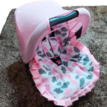 Kit Capa de Bebê Conforto + Protetor de Cinto + Capota Solar Nuvem Rosa - Conforto e Carinho