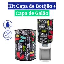Kit Capa de Botijão Estampada Impermeável + Capa de Galão Estampada Impermeável Kit Capa de Botijão Estampada Impermeável + Capa de Galão Estampada Impermeável