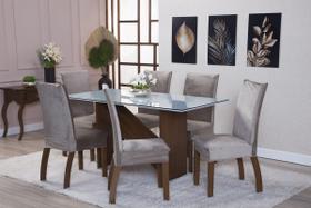 Kit Capa de Cadeira 2 Peças Suede Veludo Sala de Jantar Protege o Estofado Renova o Visual Avelã Bege - Ametista Decorações