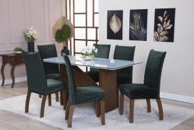 Kit Capa de Cadeira 2 Peças Suede Veludo Sala de Jantar Protege o Estofado Renova o Visual Verde Musgo