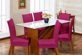 Kit Capa de Cadeira 4 Peças Sala de Jantar Protege o Estofado Renova o Visual Malha Gel Pink