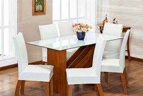 Kit Capa de Cadeira 6 Peças Sala de Jantar Protege o Estofado Renova o Visual Malha Gel Palha