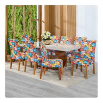 Kit Capa De Cadeira 8 Unidades Tecido Malha Gel ESTAMPADA