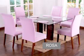 Kit Capa De Cadeira De Jantar 6 Lugares Super Resistentes Malha gel Com Elastico