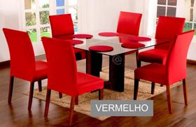 Kit Capa De Cadeira De Jantar 8 Lugares Super Resistentes Malha gel Com Elastico