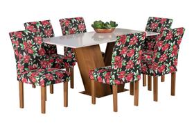 Kit Capa De Cadeira De Jantar 8 Lugares Super Resistentes Malha gel Com Elastico Estampada