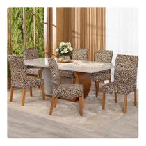 Kit Capa De Cadeira Estampadas Mesa Jantar 6 Lugares Malha Gel