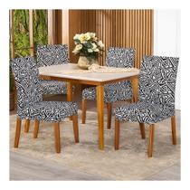 Kit Capa De Cadeiras Estampadas 4 Lugares Malha Gel Várias Estampas