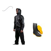 Kit Capa de Chuva C/ Capuz Delta + Bota PVC Impermeável