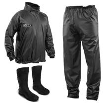 Kit Capa de Chuva Delta Flex + Bota Motosafe PVC Motociclista