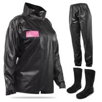 Kit Capa de Chuva Feminina Delta + Bota Motosafe PVC Motociclista - Delta e Motosafe