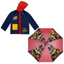 Kit Capa De Chuva + Guarda Chuva C/Apito Capuz Ajustável e Botão De Pressão Personagens Infantis Para Crianças - Semax Kit Capa De Chuva + Guarda Chuva C/Apito Capuz Ajustável e Botão De Pressão Personagens Infantis Para Crianças - Semax
