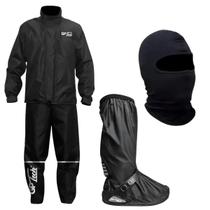 Kit Capa De Chuva Preta Polaina Premium Gp Tech Balaclava Kit Capa De Chuva Preta Polaina Premium Gp Tech Balaclava