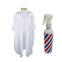 Kit Capa De Cortar Cabelo Com Zíper + Borrifador Pole Listrado