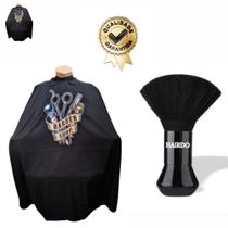 Kit Capa De Corte cetim Com Espanador Pincel Black