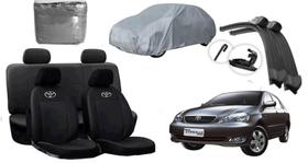 Kit Capa de Couro + Capa de Cobrir + Limpador de Parabrisa para Corolla 03-08 Sob Medida