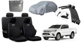 Kit Capa de Couro + Capa de Cobrir + Limpador de Parabrisa para Hilux 13-16 Funcional e Elegante