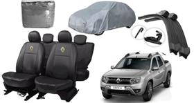 Kit Capa de Couro + Capa de Cobrir + Limpador de Parabrisa para Oroch 10-17 Proteção e Elegância